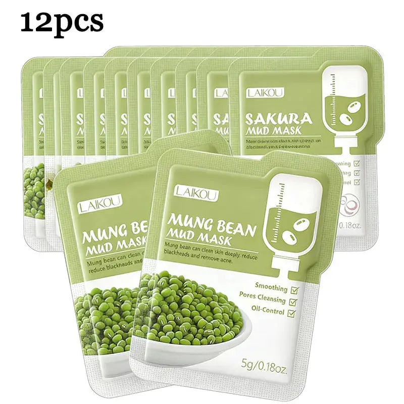 12pcs Sakura Mud mask Brightening Hydrating Face Mask Luminious Skin Clean Facial Cleansing Clay Hydrating Anti Wrinkle Skincare by All Mart Bristol Ltd