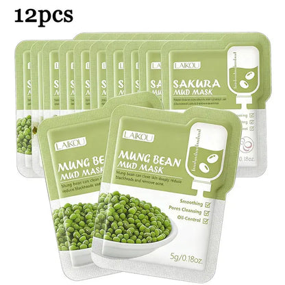 12pcs Sakura Mud mask Brightening Hydrating Face Mask Luminious Skin Clean Facial Cleansing Clay Hydrating Anti Wrinkle Skincare by All Mart Bristol Ltd