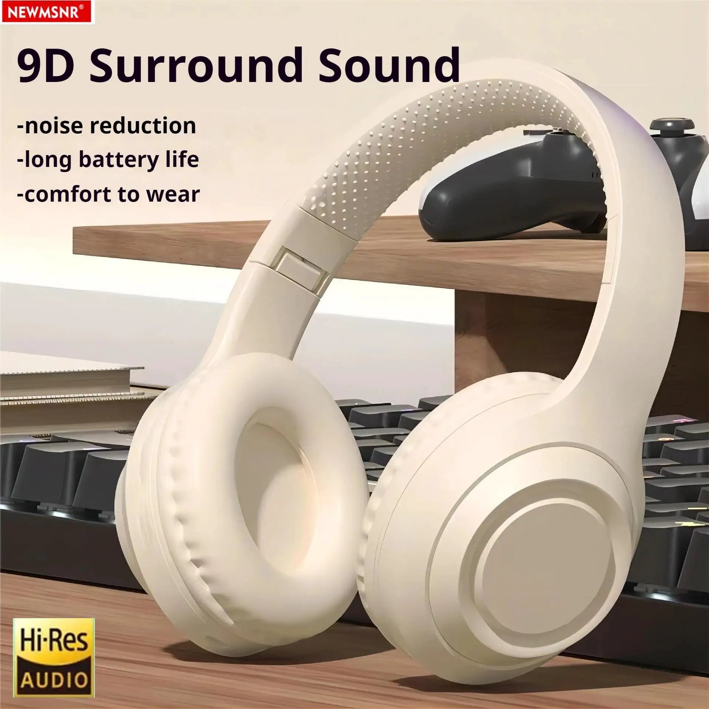 9D Surround Bass Headsets Wireless Bluetooth 5.3 Headphones Over Ear Noise Reduction Sports Gaming Earphone with HD Mic Handfree by All Mart Bristol Ltd
