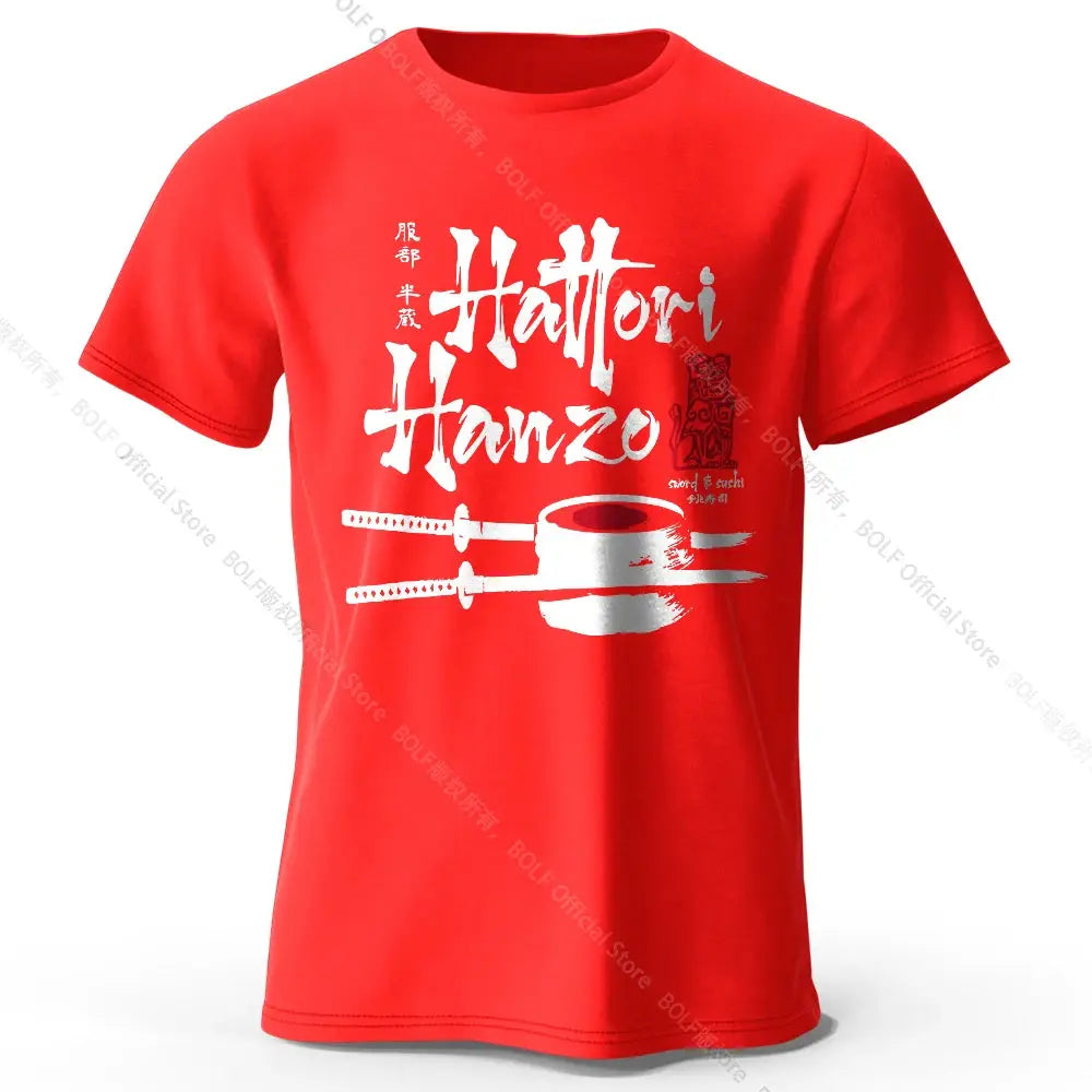 Men's Hattori Hanzo Printed T-Shirt 100% Cotton Oversized Ninja Graphic Tees for Women Summer Tops Samurai Streetwear by All Mart Bristol Ltd