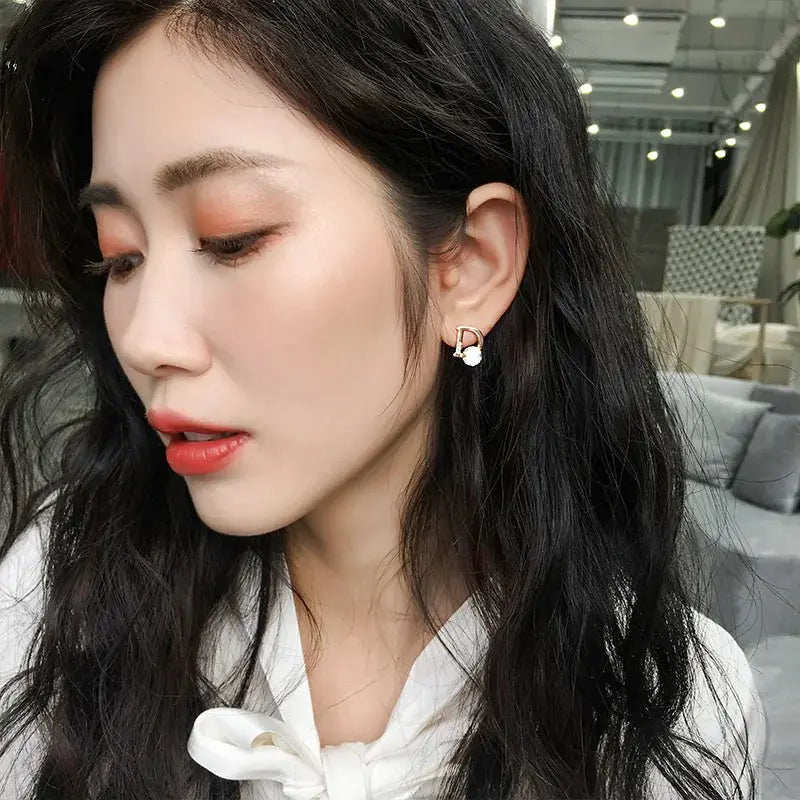 Korean Style Design sense Classic Asymmetric D Letter Gold Colour Earrings Women's Temperament Accessories Party Luxury Jewelry by All Mart Bristol Ltd