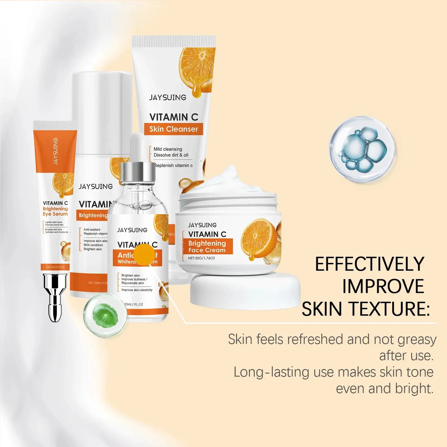 Vitamin C Skincare Set Face Whiten Cream Dark Spots Serum Cleaning Facial Cleanser Moisturizer Toner Firming Eye Cream Skin Care by All Mart Bristol Ltd