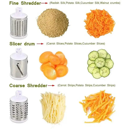 3 In 1 Vegetable Slicer Manual Kitchen Accessories Grater for Vegetable Cutter Round Chopper Mandolin Shredder Potato Home Kitch by All Mart Bristol Ltd