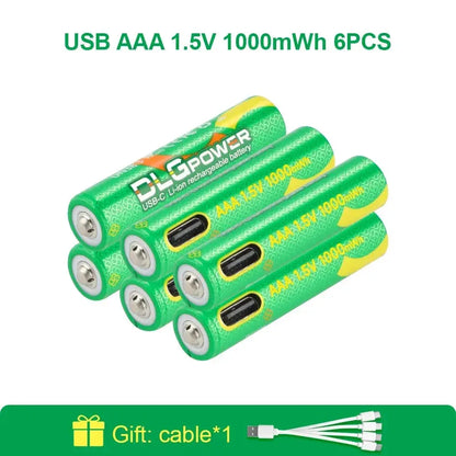 DLGpower USB Li-ion AAA 1.5V Rechargeable Battery aaa 1000mWh Lithium Batteries for Toys Remote Control Mouse Flashlight by All Mart Bristol Ltd