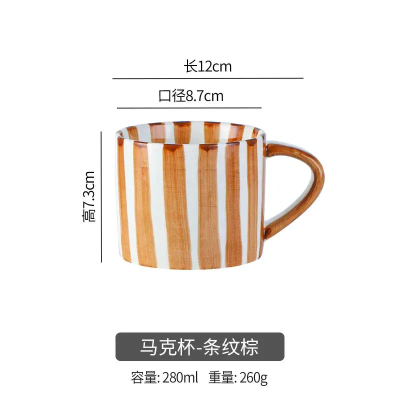 Ceramic Coffee Mugs Creative Stripes Hand-painted Coffee Cups and Saucers Home Ceramic Milk Cups Hotel Coffee Cups Cafe Cups by All Mart Bristol Ltd