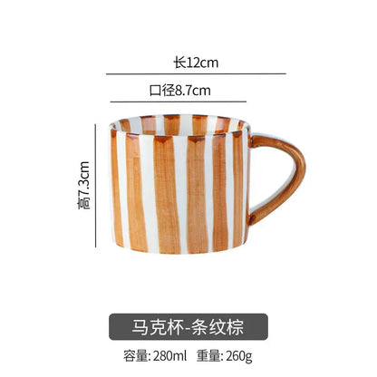 Ceramic Coffee Mugs Creative Stripes Hand-painted Coffee Cups and Saucers Home Ceramic Milk Cups Hotel Coffee Cups Cafe Cups by All Mart Bristol Ltd