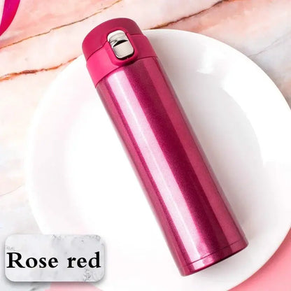 500ML Stainless Steel Bouncing Cover Vacuum Flask Thermos Cup Coffee Tea Milk Thermo Bottle Coffee Mug Water Bottle by All Mart Bristol Ltd