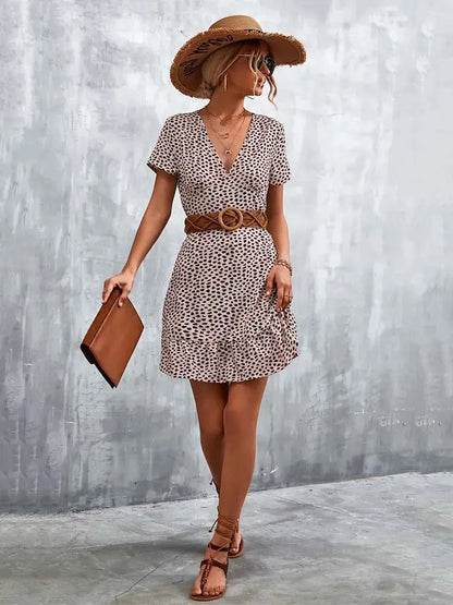 Summer Short Boho Dress Women V Neck Print Floral Party Dress Ladies Bohemian Flower Mini Dress For Women by All Mart Bristol Ltd