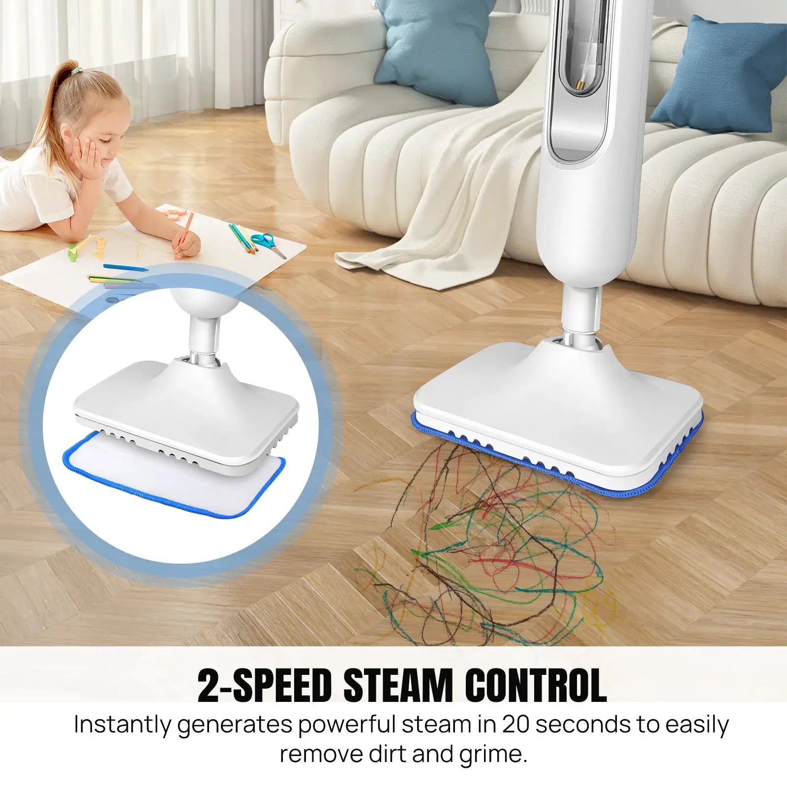 12 IN 1 Electric Steam Mop with 120 Degree Rotatable Head for Floor Cleaning,5000W Steam Cleaner 400ML Water Tank Handheld Mop by All Mart Bristol Ltd