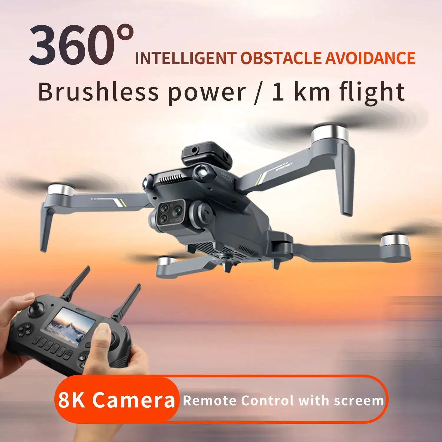 New V28 MAX Drone Professional 8K HD Dual Camera Screen Controlled Brushless Obstacle Avoidance RC Quadcopter Dron Toy 1000M by All Mart Bristol Ltd