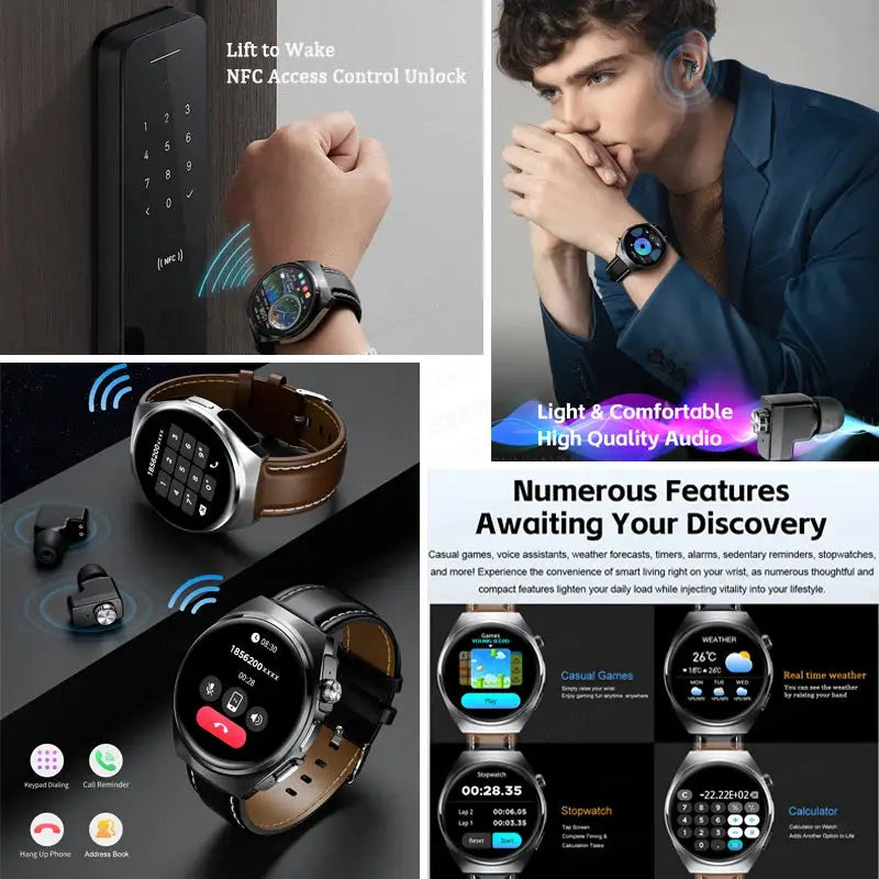 For Man Women New 2 in 1 Smart Watch With Earbuds Smartwatch TWS Bluetooth Earphone Heart Rate Blood Oxygen Monitor Sports Watch by All Mart Bristol Ltd