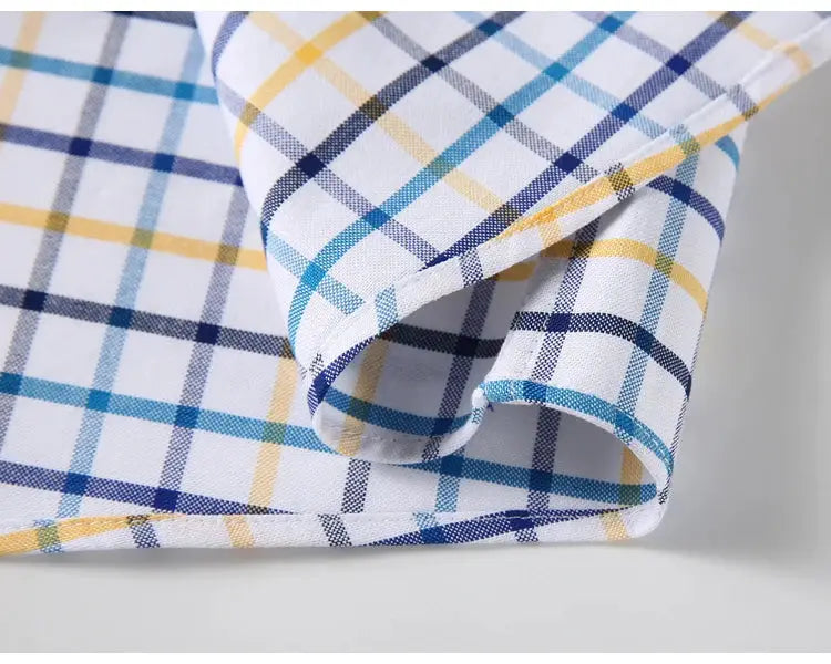 Men's Trendy Plaid Striped Lapel Collar Design Cotton Dress Shirts, Long Sleeve Casual Button Up Commuter Shirt For Spring/Fall by All Mart Bristol Ltd