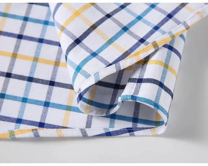 Men's Trendy Plaid Striped Lapel Collar Design Cotton Dress Shirts, Long Sleeve Casual Button Up Commuter Shirt For Spring/Fall by All Mart Bristol Ltd