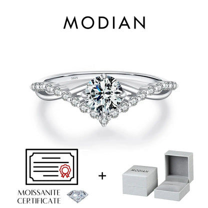 MODIAN Crown D Color Moissanite Ring Delicate Lab Diamond Ring 925 Sterling Silver For Women Wedding Engagement Jewelry by All Mart Bristol Ltd