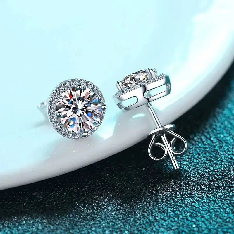 NeeTim Moissanite Stud Earrings for Women S925 Sterling Silver White Gold Plated Diamond Earring Ear Studs Wedding Fine Jewelry by All Mart Bristol Ltd