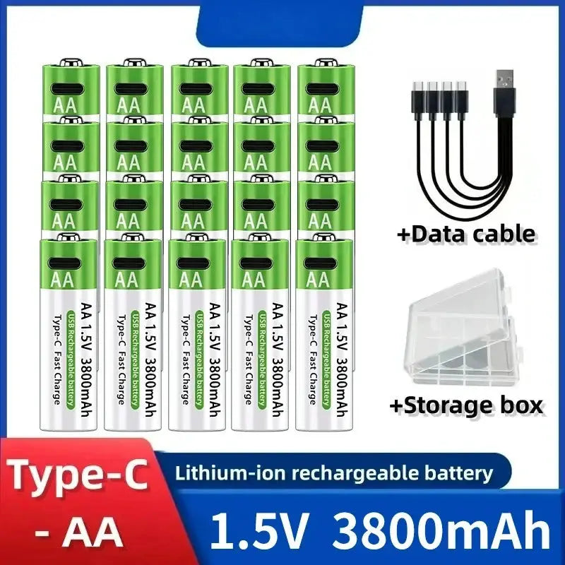 2025NEW Lithium-Ion Battery Type-C Rechargeable High-Capacity Battery AA&AAA Battery For remote control, mouse, electric toys by All Mart Bristol Ltd
