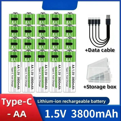 2025NEW Lithium-Ion Battery Type-C Rechargeable High-Capacity Battery AA&AAA Battery For remote control, mouse, electric toys by All Mart Bristol Ltd
