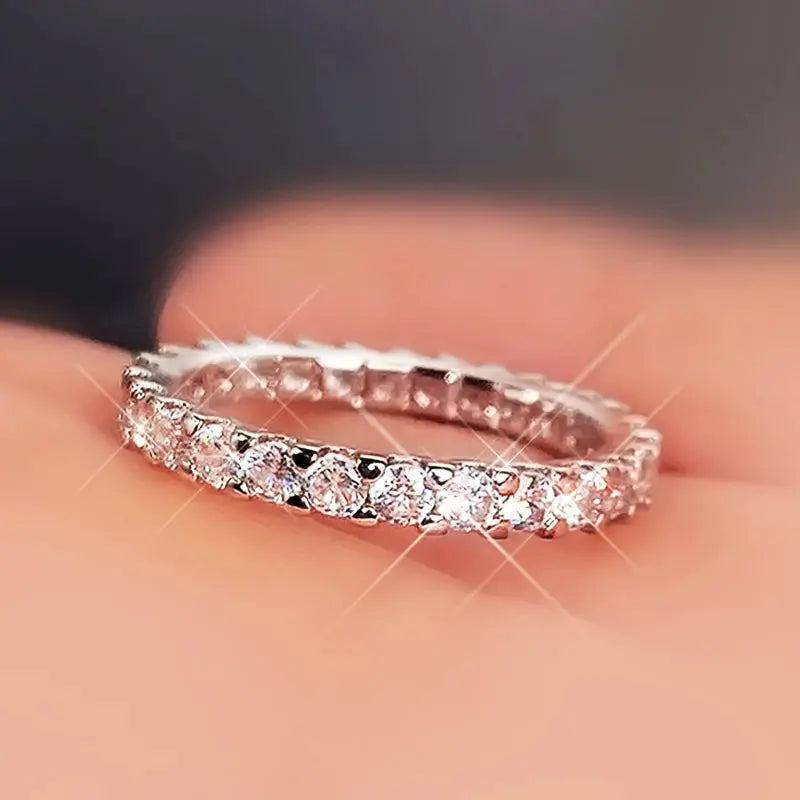 Huitan Fashion Contracted Women's Ring Thin Full Paved Round CZ Versatile Girls Accessories Daily Wear Party Statement Jewelry by All Mart Bristol Ltd