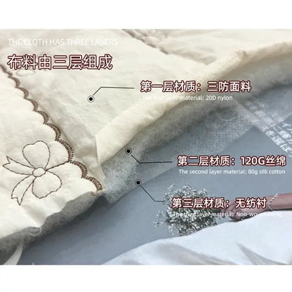 Cartoon Fabric Rhombus Bow Embroidery Padded Thermal Fabric Lined Children's Clothing Fabrics Soft by All Mart Bristol Ltd