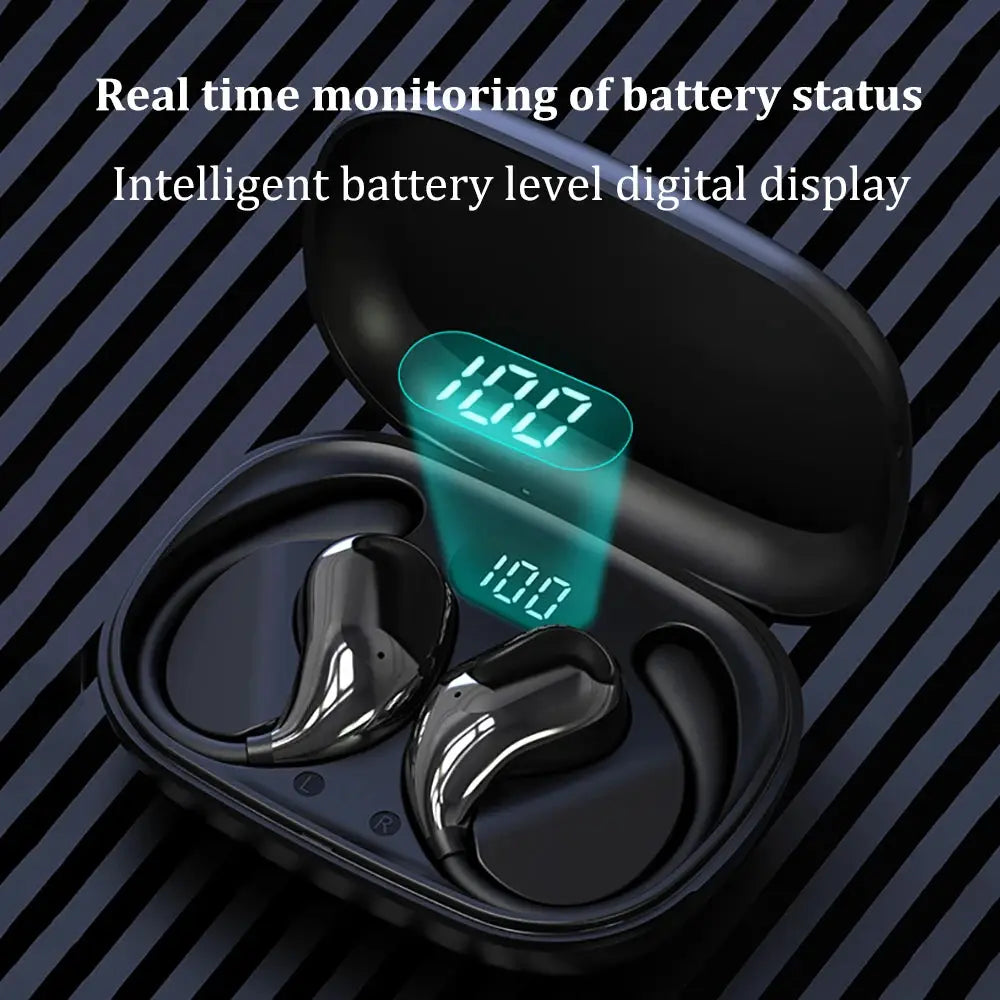 Bluetooth 5.4 Ear Hook Headphones TWS Wireless Earphones HiFi Stereo Waterproof Headsets LED Display Long Standby Touch Earbuds by All Mart Bristol Ltd