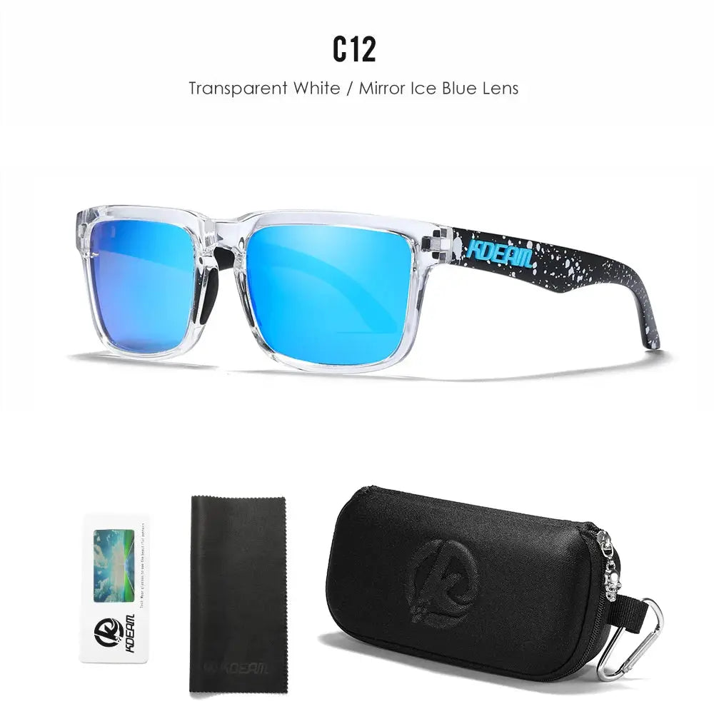 KDEAM Men's Polarized Sunglasses Square Casual Outdoors Sun Glasses Women Unisex Sunglass For Couple With Zipper Case by All Mart Bristol Ltd