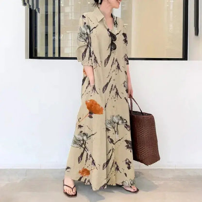 Fashion Cotton Linen Women Dress Maxi Ethnic Style Streetwear Elegant Vestidos Casual Vintage Loose Long Dresses Woman Clothes by All Mart Bristol Ltd