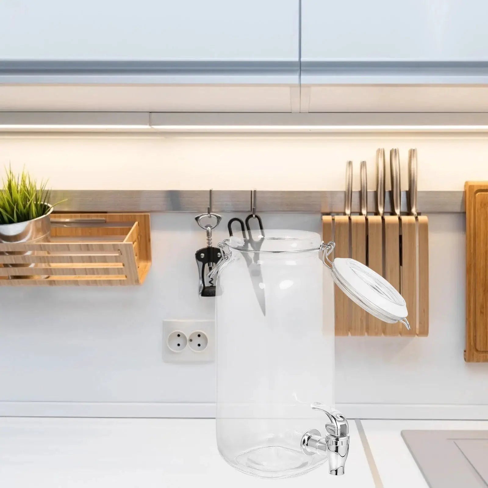 1pc Glass Juice Jar With Tap Leak Proof Beverage Dispenser Drink Container Barrel Storage Bottle Drinks Spigot Drinkware by All Mart Bristol Ltd