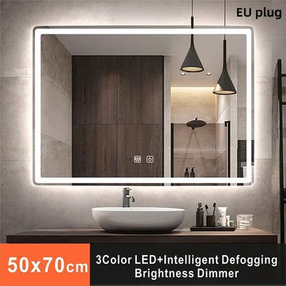 Rectangular Smart Beauty Makeup Bathroom Mirror With 3 Color Light Defogging Touch Button Vantiy Wall Hanging Bathroom Mirrors by All Mart Bristol Ltd