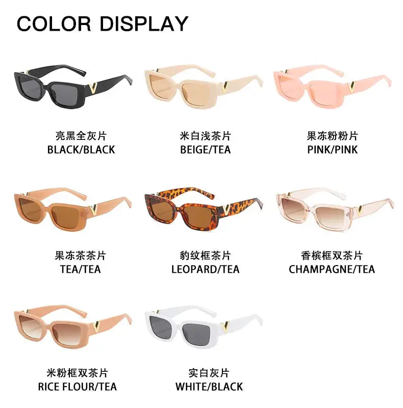 Retro Cat Eye Frame Sunglasses Women Luxury V Sun Glasses Men Fashion Rectangle Jelly Glasses with Metal Hinges UV400 by All Mart Bristol Ltd