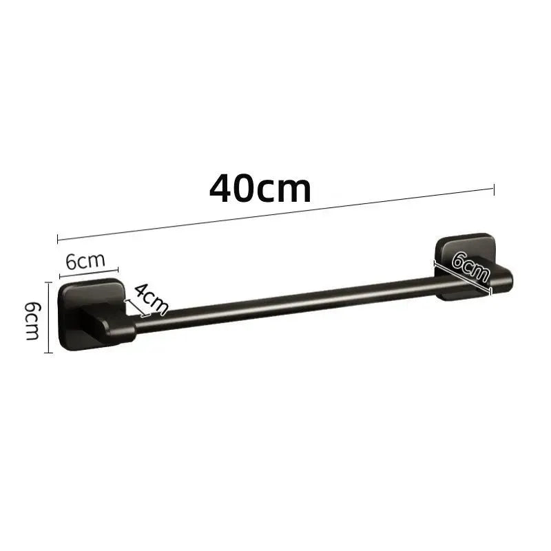 Bathroom Towel Holder Without Drilling Bathroom Black Towel Rack Towel Bar Self-Adhesive Bathroom Towel Rack Towel Rail by All Mart Bristol Ltd