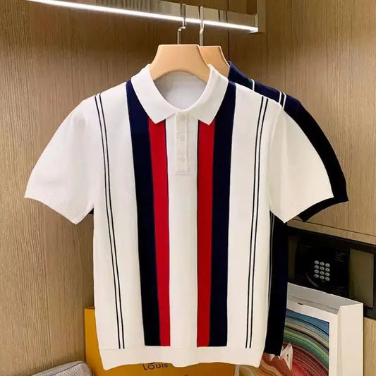 High Quality Summer New Men's Knitting Short Sleeve T-Shirt Men Casual Button Fashion Top Fashion Polo Shirt by All Mart Bristol Ltd