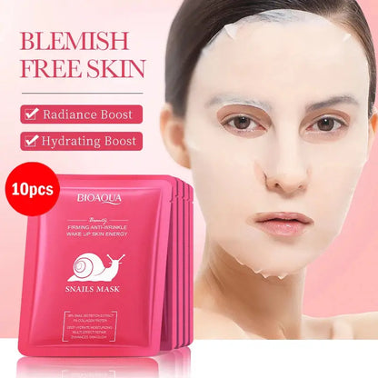 5/10pcs BIOAQUA Snail Hyaluronic Acid Retinol Face Mask skincare Moisturizing Hydrating Firming Facial Masks for Face Skin Care by All Mart Bristol Ltd