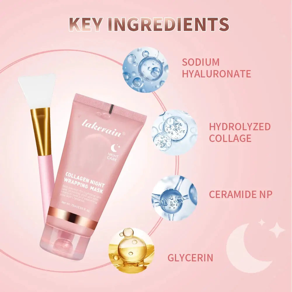 Collagen Wrapping Mask And Brush Set Rejuvenation Moisturize Brightening Korean Face Mask Make Glowy Skin Elasticity Facial Mask by All Mart Bristol Ltd