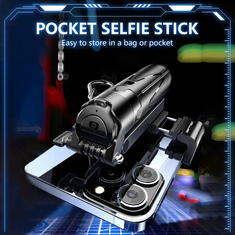 Handheld Selfie Stick Tripod Stand Foldable Phone Holder With Bluetooth Remote Portable Keychain for Smartphone by All Mart Bristol Ltd