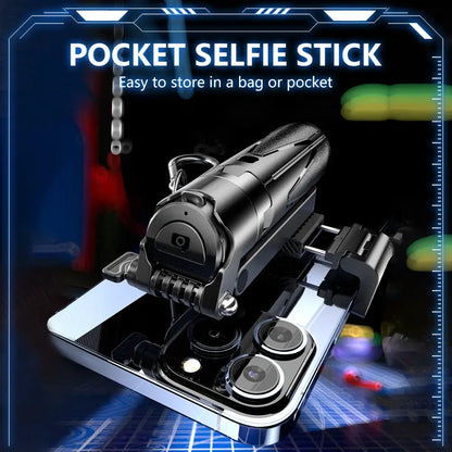 Handheld Selfie Stick Tripod Stand Foldable Phone Holder With Bluetooth Remote Portable Keychain for Smartphone by All Mart Bristol Ltd
