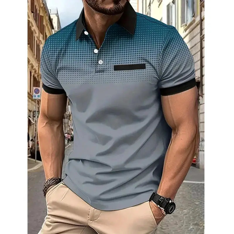 New Summer Men Clothes Short Sleeve Fashion Slim Fit 100% Polyester Polo Shirt Men Business Casual Lapel Golf Polo Shirt by All Mart Bristol Ltd
