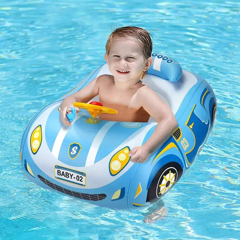 Kids Car Swimming Seat Float Ring Inflatable Infant Floating For Summer Swim Boat Circle Bathing Water Toy with Canopy by All Mart Bristol Ltd