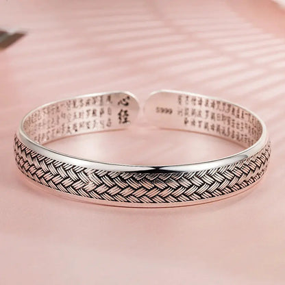 925 Sterling Silver Weave Open Black Bangle Women's Hand Bracelets Luxury Designer Jewelry Accessories Gifts by All Mart Bristol Ltd