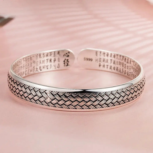 925 Sterling Silver Weave Open Black Bangle Women's Hand Bracelets Luxury Designer Jewelry Accessories Gifts by All Mart Bristol Ltd