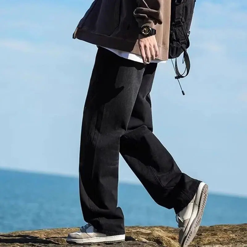 Fashion Men Straight Leg Work Wear Jeans Male Classic Vintage Outside Casual Denim Pants Daily Simple Streetwear Denim Trousers by All Mart Bristol Ltd