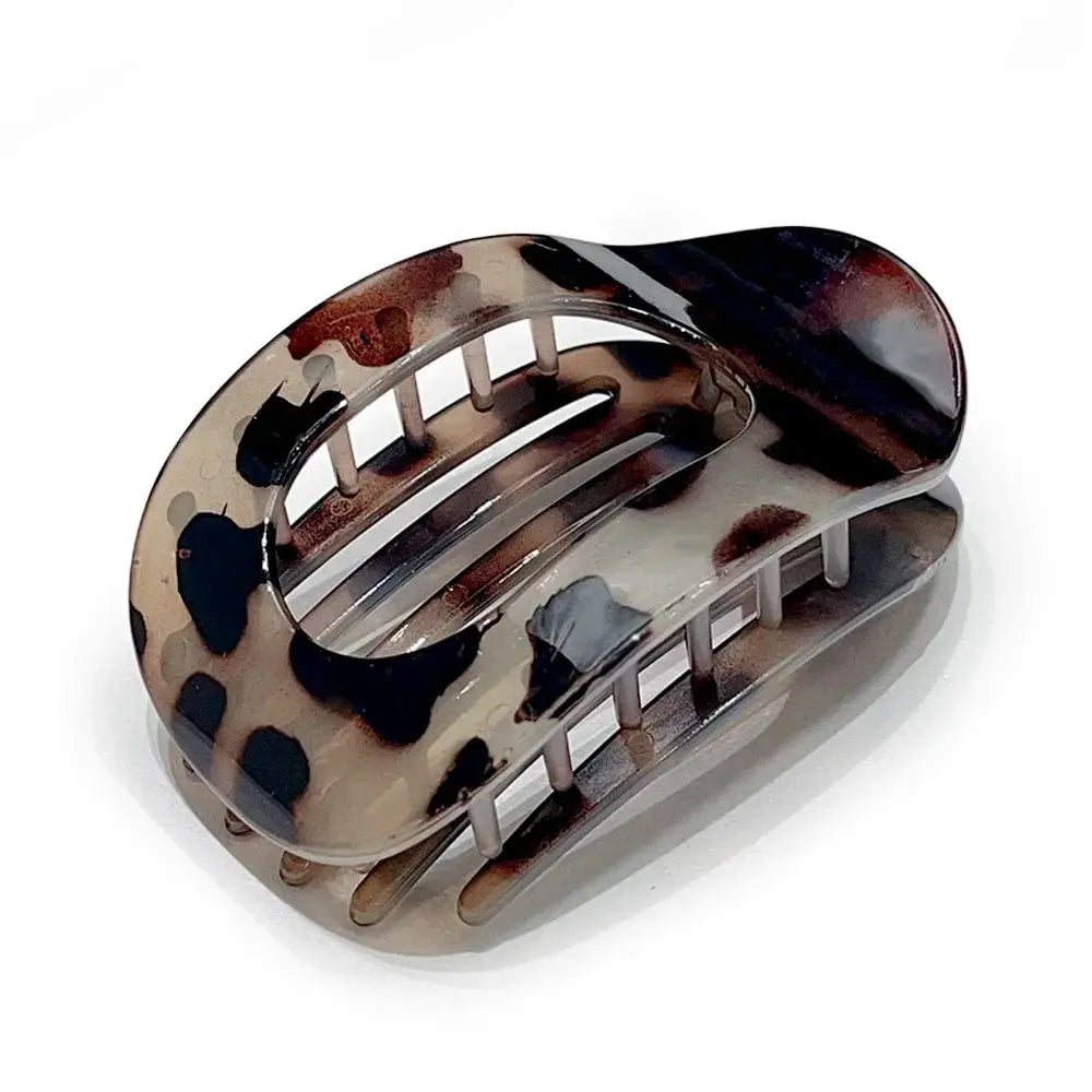 Fashion Oval Hair Claw Clip for Women New Design Leopard Matte Curved Flat Styling Barrettes Acrylic Lying Down Hair Accessories by All Mart Bristol Ltd