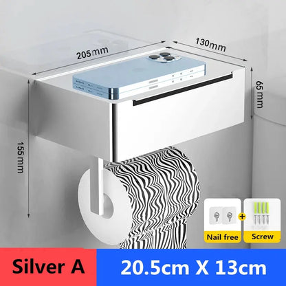 Toilet Roll Holder with Wipes Dispenser Black Multi-function Bathroom Storage Rack Roll Paper Holder Stainless Steel Accessories by All Mart Bristol Ltd