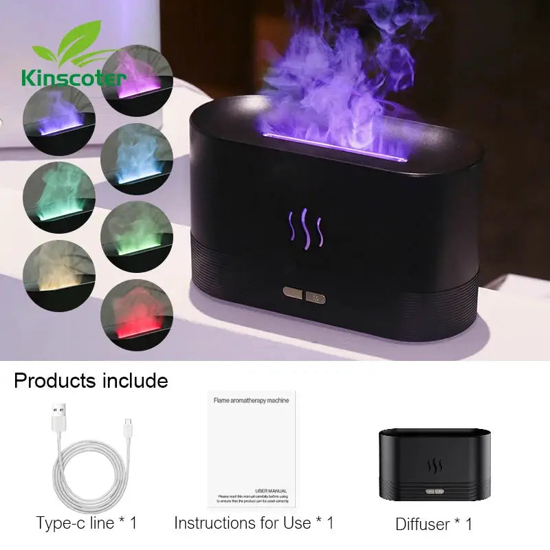 Kinscoter Aroma Diffuser Air Humidifier Ultrasonic Cool Mist Maker Fogger Led Essential Oil Flame Lamp Difusor by All Mart Bristol Ltd