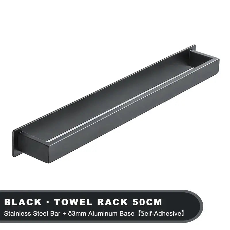 Black Stainless Steel Towel Holder No Drill Wall Shower Towel Shelf Kitchen Towel Hanger Rail Bathroom Towel Rack Self Adhesive by All Mart Bristol Ltd