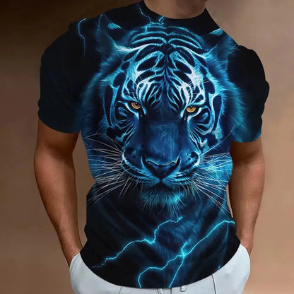 New Tiger Men's T-shirt 3D Printing Animal Pattern Short Sleeve Men's Apparel Summer Fashion T-shirt Fashion Round Neck Top by All Mart Bristol Ltd