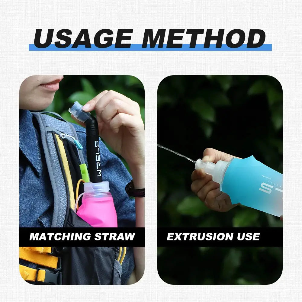 Sport Water Bottle TPU Folding Soft Flask Drink Portable Water Bottle High Flow Running Hiking Bicycle Fitness Water Bag by All Mart Bristol Ltd