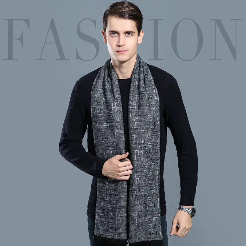 Designer Brand Plaid Men's Cashmere Scarf Winter Warm Scarves Shawls Casual Business Long Wraps Pashmina Christmas Gift for Man by All Mart Bristol Ltd