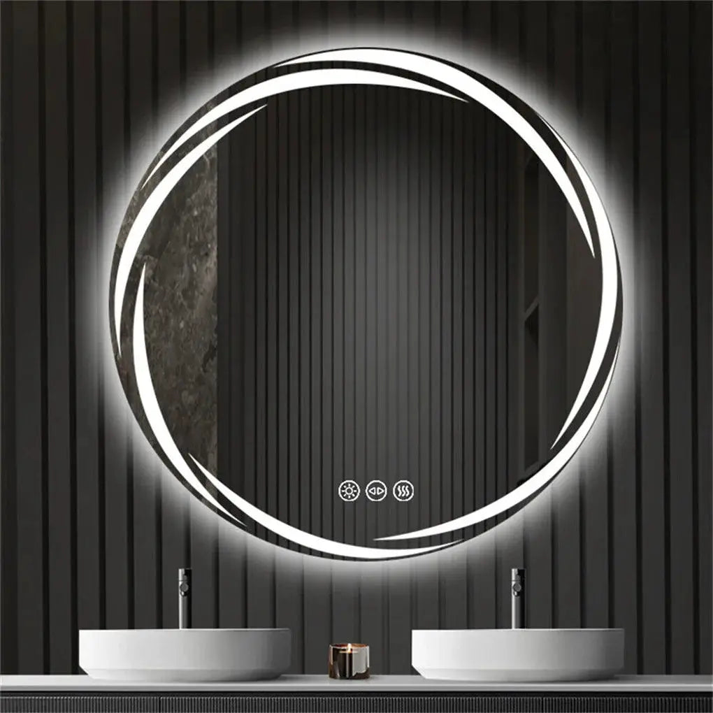 Anti-fog LED Bathroom Mirror Circle Backlit HD Wall Mounted Vanity Mirror Shatterproof 3 Colors Lights Adjust by All Mart Bristol Ltd