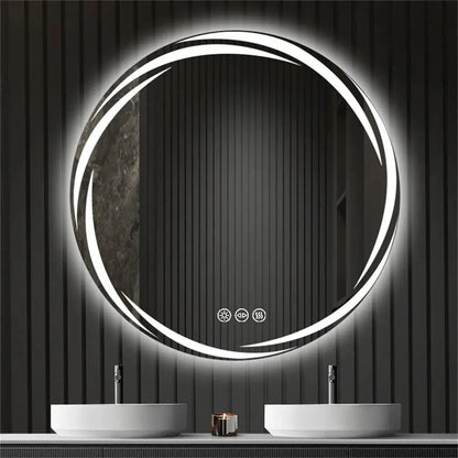 Anti-fog LED Bathroom Mirror Circle Backlit HD Wall Mounted Vanity Mirror Shatterproof 3 Colors Lights Adjust by All Mart Bristol Ltd