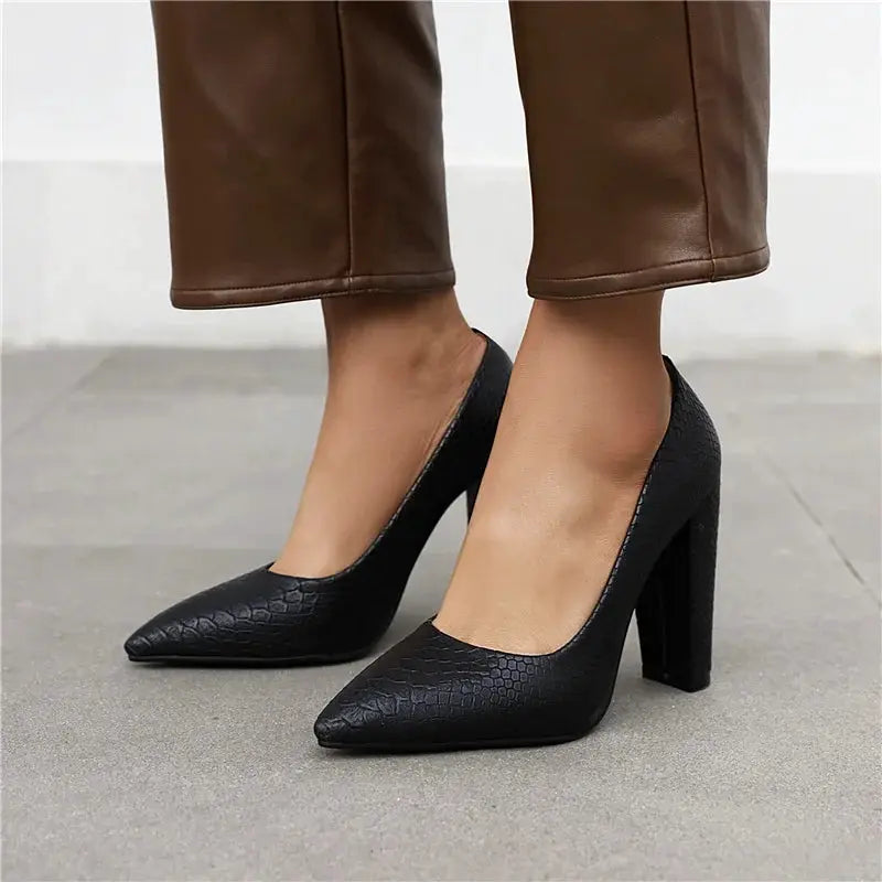 Fashion High Heels Shoes Women Large Size Sexy Animal Print Block Heels Pumps Women Party Office Shoes Dress Pumps Female by All Mart Bristol Ltd